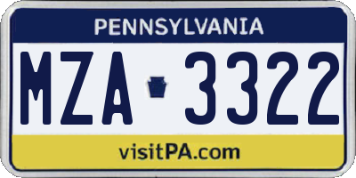 PA license plate MZA3322