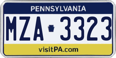 PA license plate MZA3323