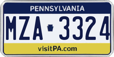 PA license plate MZA3324