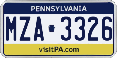 PA license plate MZA3326