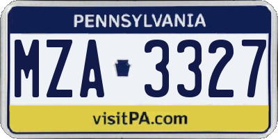 PA license plate MZA3327