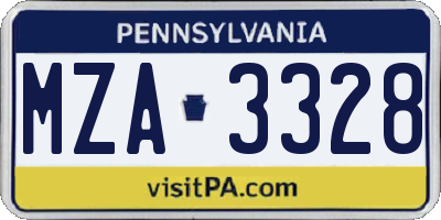 PA license plate MZA3328