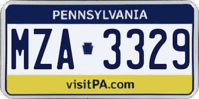PA license plate MZA3329