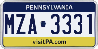 PA license plate MZA3331