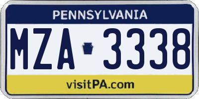 PA license plate MZA3338