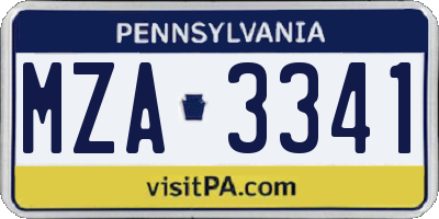 PA license plate MZA3341