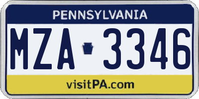 PA license plate MZA3346