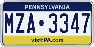 PA license plate MZA3347