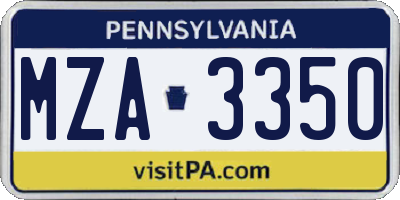 PA license plate MZA3350