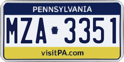 PA license plate MZA3351