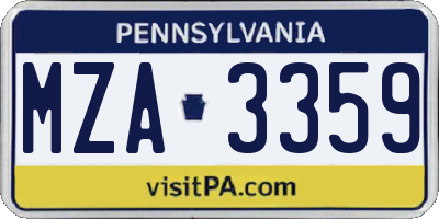PA license plate MZA3359