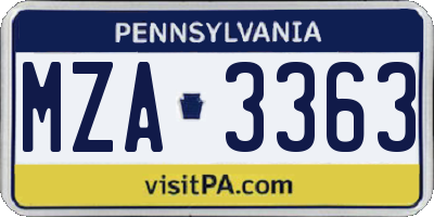 PA license plate MZA3363