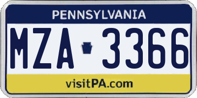 PA license plate MZA3366