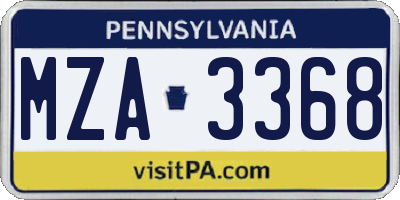 PA license plate MZA3368