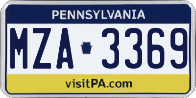 PA license plate MZA3369