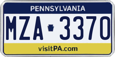 PA license plate MZA3370