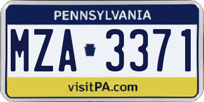 PA license plate MZA3371