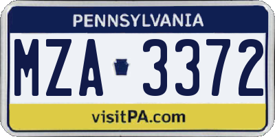 PA license plate MZA3372
