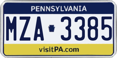 PA license plate MZA3385