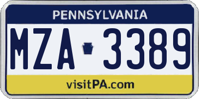 PA license plate MZA3389