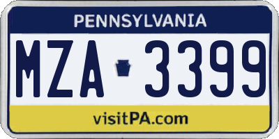 PA license plate MZA3399