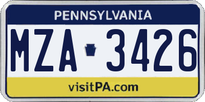 PA license plate MZA3426