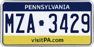 PA license plate MZA3429