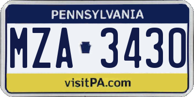 PA license plate MZA3430