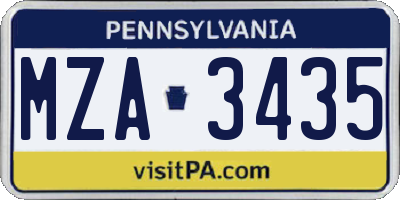 PA license plate MZA3435