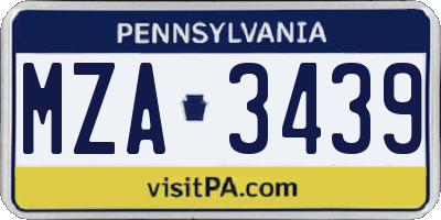 PA license plate MZA3439