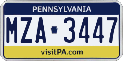 PA license plate MZA3447
