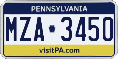 PA license plate MZA3450