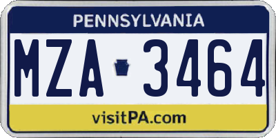 PA license plate MZA3464