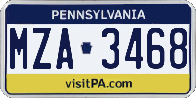 PA license plate MZA3468