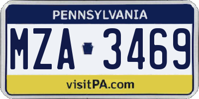 PA license plate MZA3469