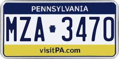 PA license plate MZA3470