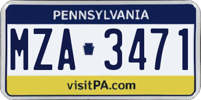 PA license plate MZA3471
