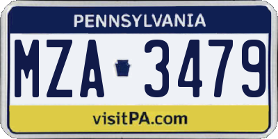PA license plate MZA3479