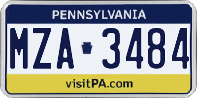 PA license plate MZA3484