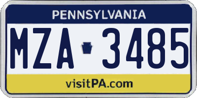 PA license plate MZA3485