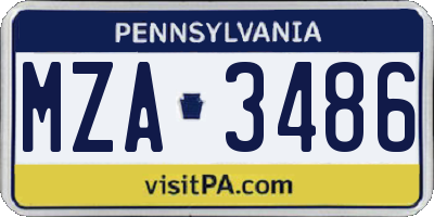PA license plate MZA3486
