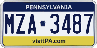 PA license plate MZA3487