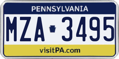 PA license plate MZA3495