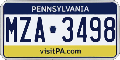 PA license plate MZA3498