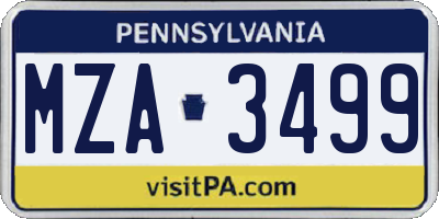 PA license plate MZA3499