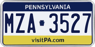 PA license plate MZA3527