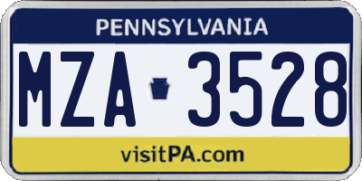 PA license plate MZA3528