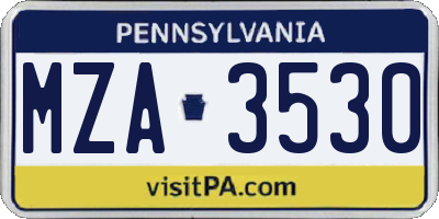 PA license plate MZA3530