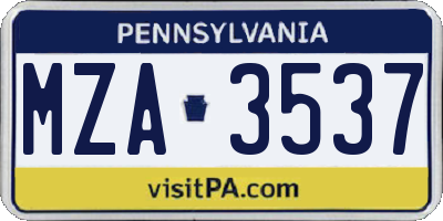 PA license plate MZA3537