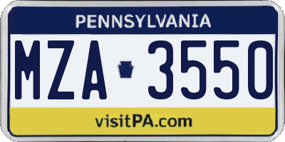 PA license plate MZA3550